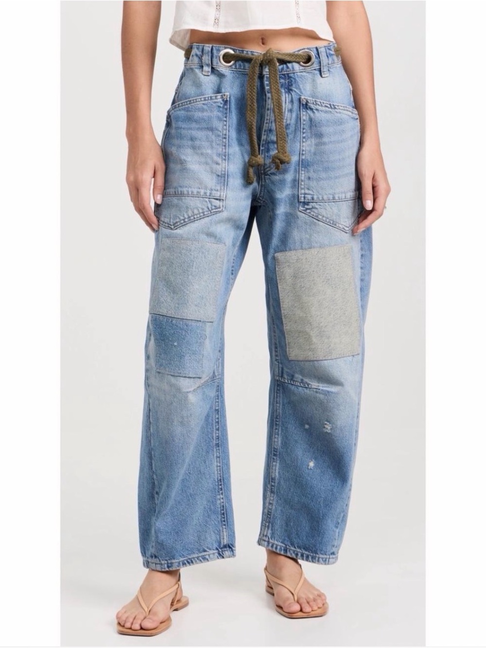 Free people moxi pull on barrel jeans